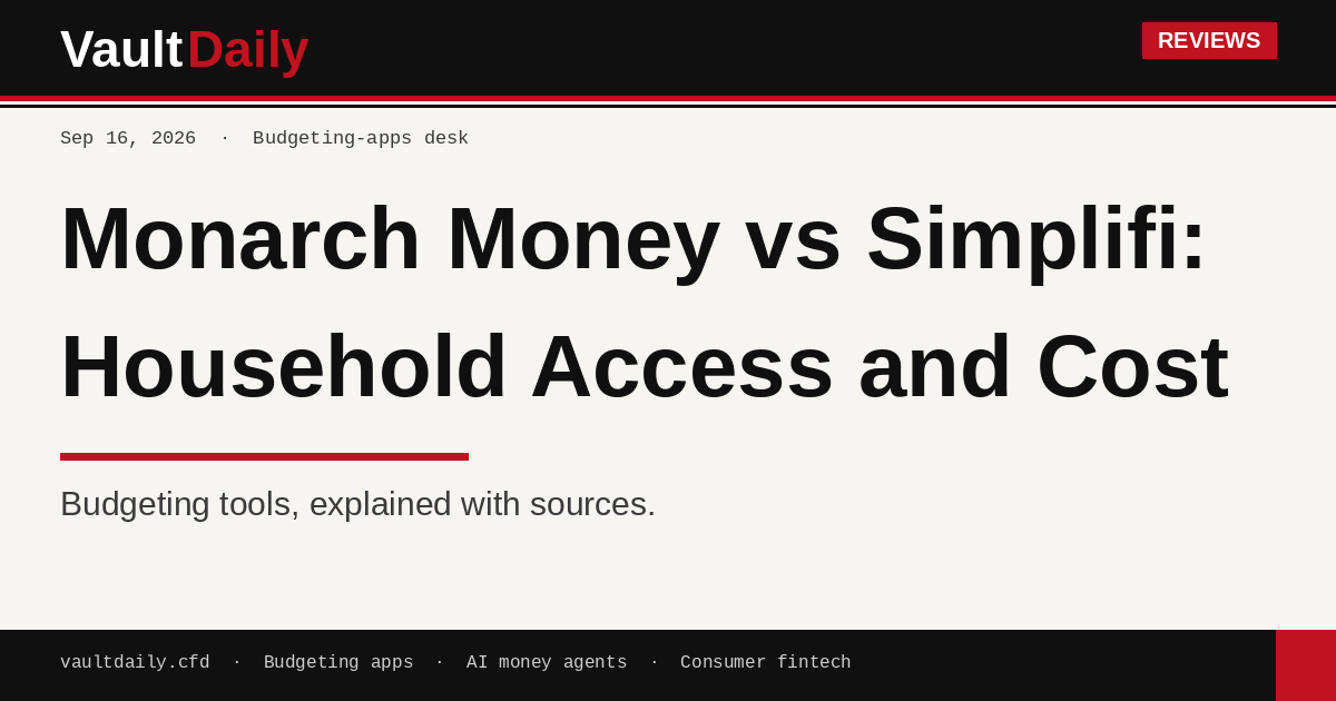 Monarch Money vs Simplifi: Household Access and Cost — editorial title card