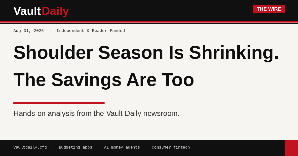 Cover — Shoulder Season Is Shrinking. The Savings Are Too